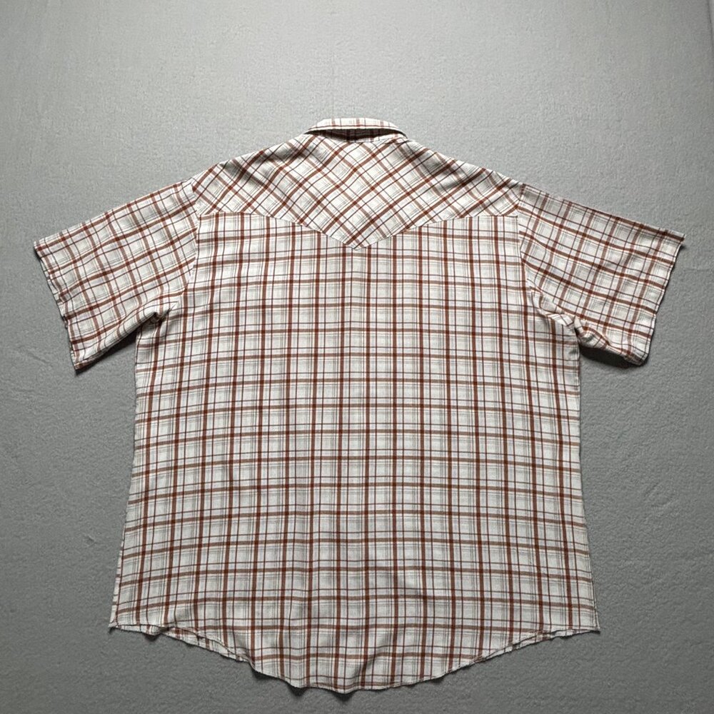 Express Rider VTG Pearl Snap Button Up Shirt Mens Size XL Rust/Brown Plaid - Picture 6 of 7